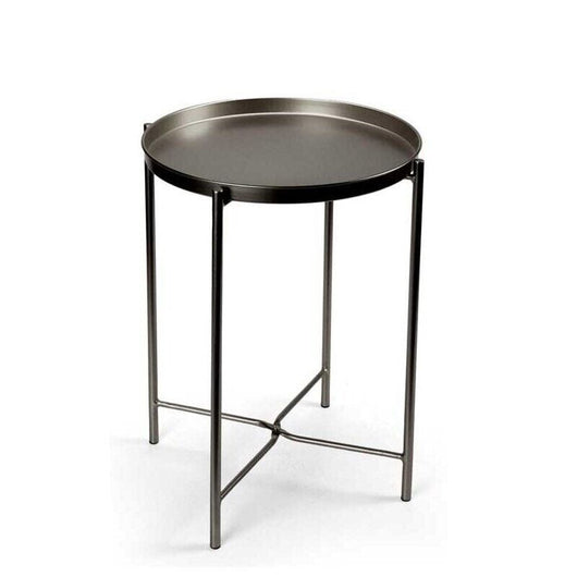 TAVOLINO STYLE TONDO PIEGHEVOLE IN METALLO 38X38X H51 CM IN COLORE NERO
