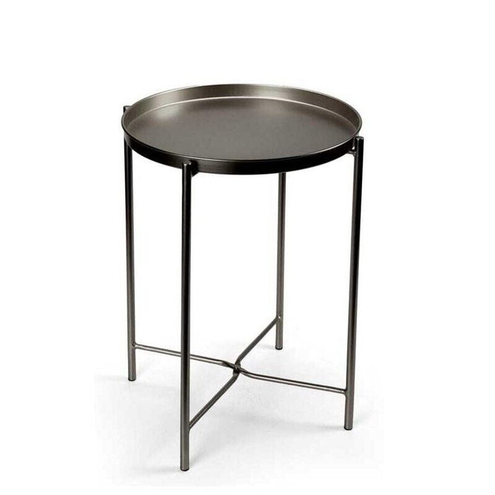 TAVOLINO STYLE TONDO PIEGHEVOLE IN METALLO 38X38X H51 CM IN COLORE NERO