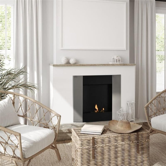 CAMINO BIOETANOLO DA PARETE CON SERBATOIO 0.7L 72X11X72 CM ARGENTO/NERO