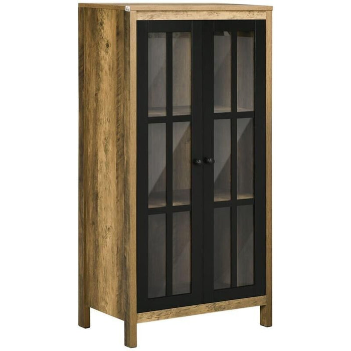 CREDENZA MODERNA A 2 ANTE IN VETRO E LEGNO 60X35X120CM MARRONE