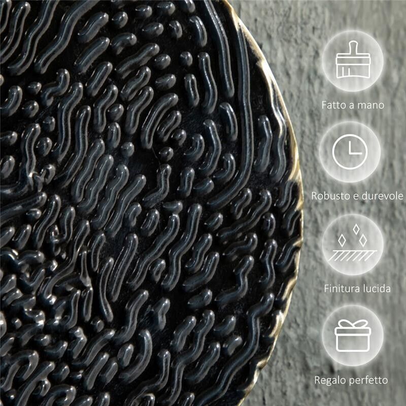 DECORAZIONE MURALE IN METALLO 3D WALL ART A CERCHI 133X66CM BLU NERO E ORO