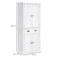 MOBILE CUCINA CON ARMADIETTO SUPERIORE IN LEGNO METALLO 76X40.5X184CM BIANCO