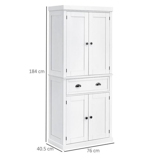 MOBILE CUCINA CON ARMADIETTO SUPERIORE IN LEGNO METALLO 76X40.5X184CM BIANCO