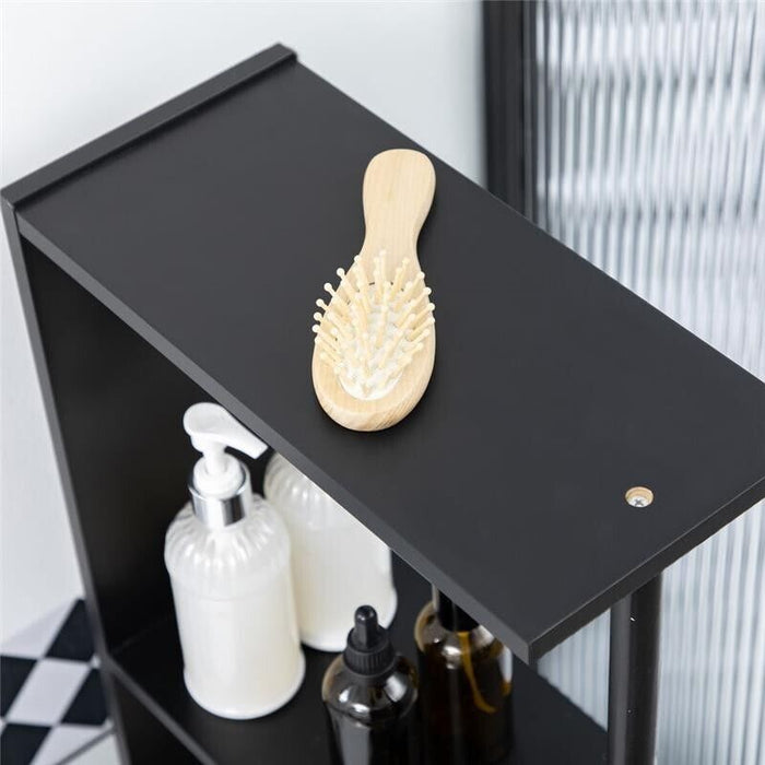 MOBILE COLONNA SALVASPAZIO IN LEGNO CON RIPIANI E CASSETTI 15X33X136CM NERO