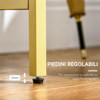 MOBILE CONSOLLE DA INGRESSO IN ACCIAIO E VETRO TEMPERATO100X35.5X80CM BIANCO E ORO