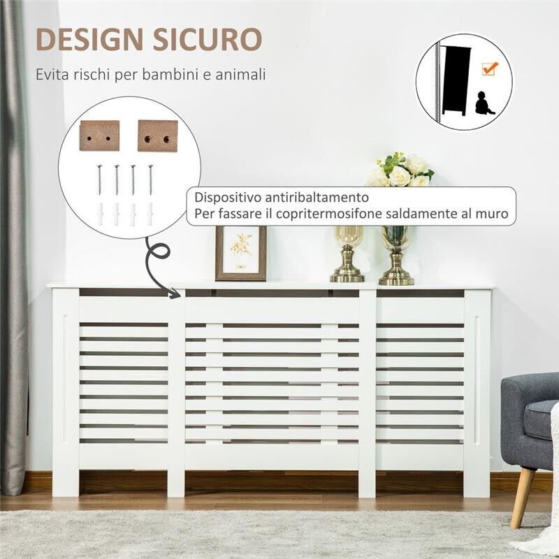 MOBILE COPRITERMOSIFONE REGOLABILE E MENSOLA SUPERIORE 140X19X82,5 CM BIANCO