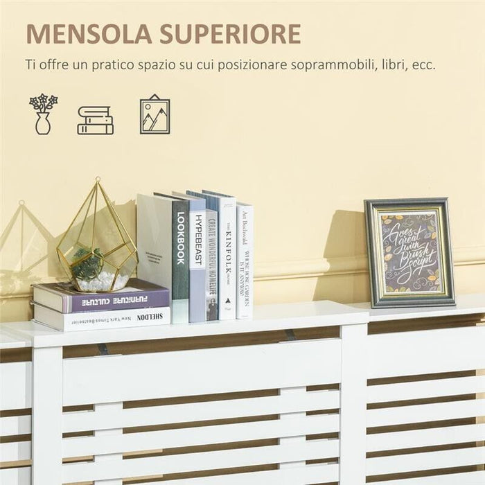 MOBILE COPRITERMOSIFONE REGOLABILE E MENSOLA SUPERIORE 140X19X82,5 CM BIANCO