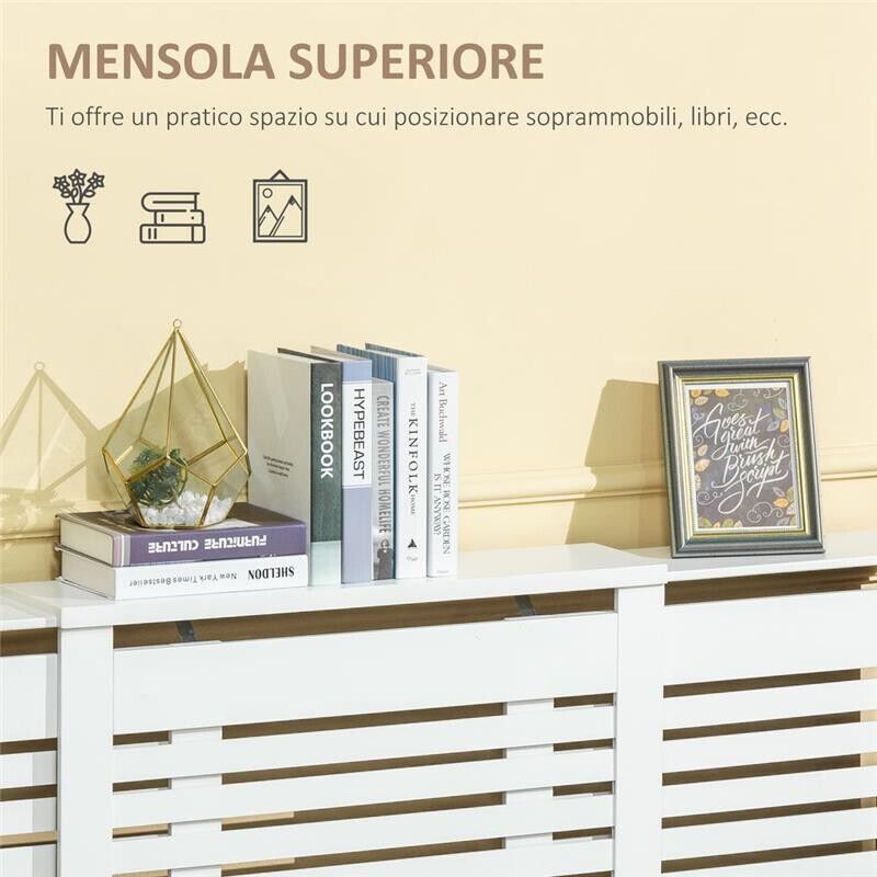 MOBILE COPRITERMOSIFONE REGOLABILE E MENSOLA SUPERIORE 140X19X82,5 CM BIANCO
