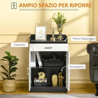 MOBILETTO CON CASSETTO E 2 ANTE 60X40X90CM IN COLORE BIANCO E NERO