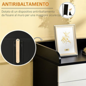 MOBILETTO CON CASSETTO E 2 ANTE 60X40X90CM IN COLORE BIANCO E NERO