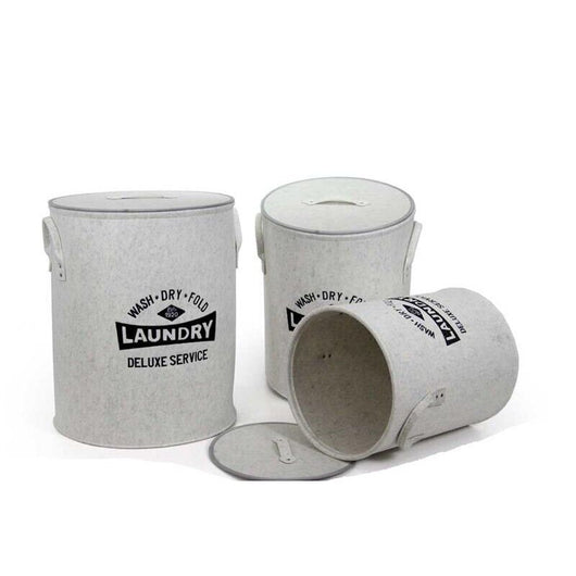 TRIS PORTABIANCHERIA TONDO IN FELTRO COLOR CREMA