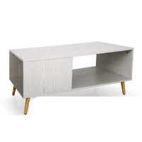 TAVOLINO MINIMAL A 2 RIPIANI 100X50X45CM IN LEGNO BIANCO