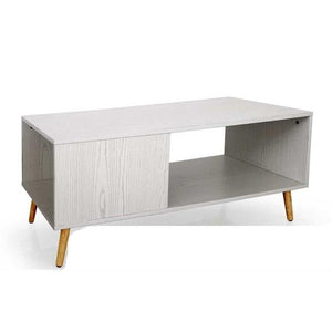 TAVOLINO MINIMAL A 2 RIPIANI 100X50X45CM IN LEGNO BIANCO