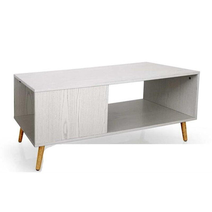 TAVOLINO MINIMAL A 2 RIPIANI 100X50X45CM IN LEGNO BIANCO