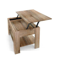 TAVOLINO CON ALZATA IN LEGNO 80X50X50CM COLORE ROVERE