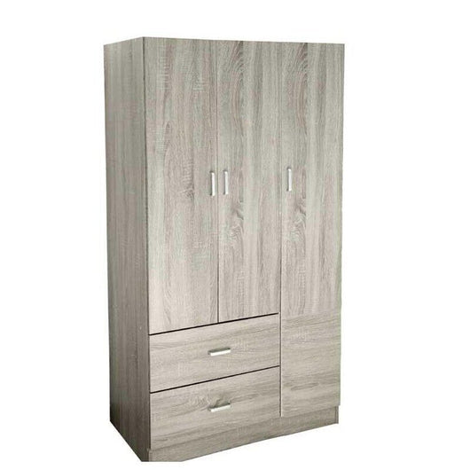 ERMES ARMADIO IN LEGNO CON 3 ANTE E CASSETTI 90 X 42 X 180 CM COLORE OLMO