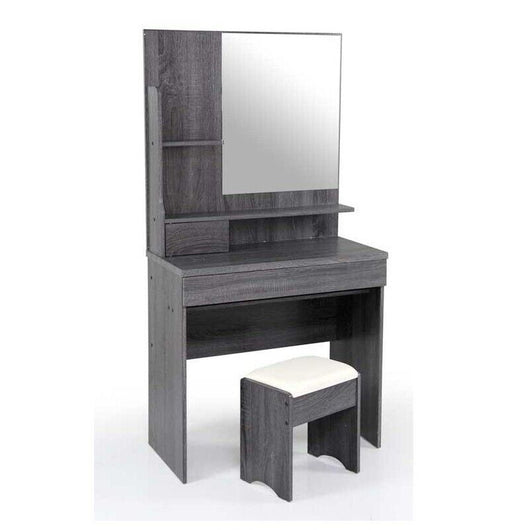 MOBILE TOLETTA CON SPECCHIO SGABELLO CASSETTO E TAVOLO 80X40X155 CM WENGÈ