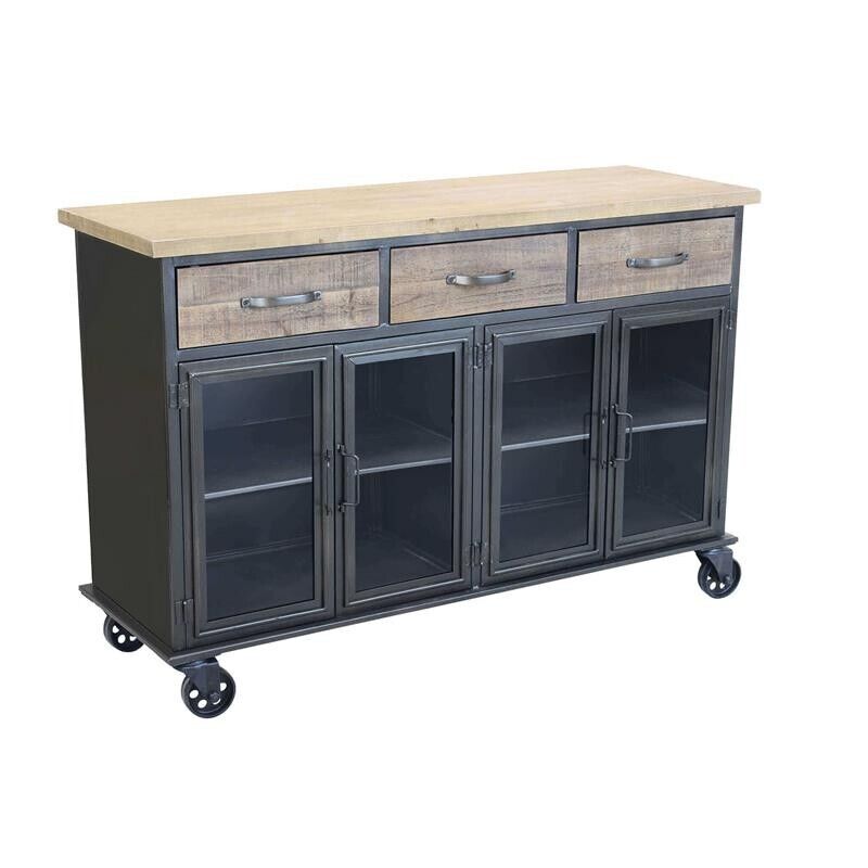 CAMDEN MOBILE CREDENZA INDUSTRIAL 3 CASSETTI E 4 ANTE 122X41,6X80,5 CM BICOLORE