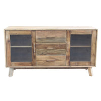 DALTON CREDENZA BASSA CON VETRINE E 2 CASSETTI 160X48XH85 CM LEGNO RUSTICO