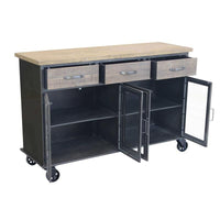CAMDEN MOBILE CREDENZA INDUSTRIAL 3 CASSETTI E 4 ANTE 122X41,6X80,5 CM BICOLORE
