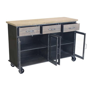 CAMDEN MOBILE CREDENZA INDUSTRIAL 3 CASSETTI E 4 ANTE 122X41,6X80,5 CM BICOLORE