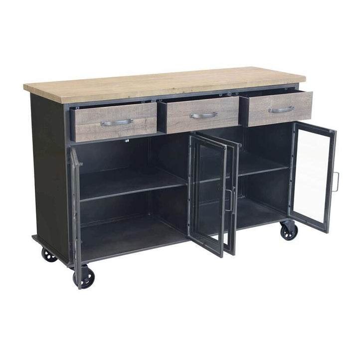 CAMDEN MOBILE CREDENZA INDUSTRIAL 3 CASSETTI E 4 ANTE 122X41,6X80,5 CM BICOLORE