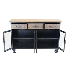 CAMDEN MOBILE CREDENZA INDUSTRIAL 3 CASSETTI E 4 ANTE 122X41,6X80,5 CM BICOLORE