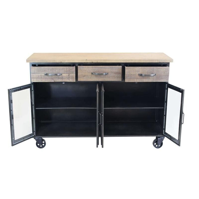 CAMDEN MOBILE CREDENZA INDUSTRIAL 3 CASSETTI E 4 ANTE 122X41,6X80,5 CM BICOLORE
