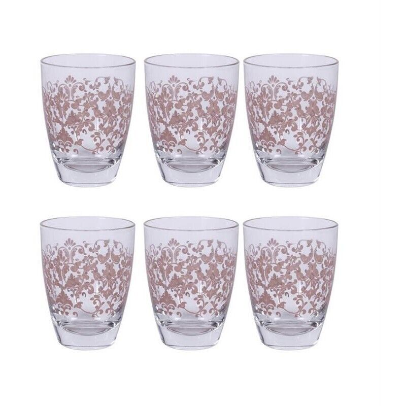 MAURY'S SET 6 BICCHIERI PRINCESS CON DECORO ROSA