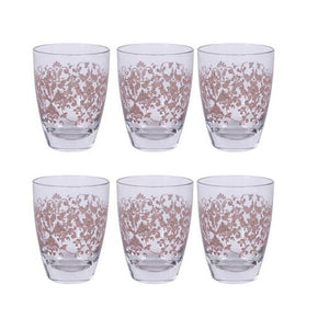 MAURY'S SET 6 BICCHIERI PRINCESS CON DECORO ROSA