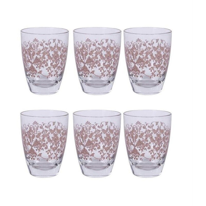 MAURY'S SET 6 BICCHIERI PRINCESS CON DECORO ROSA