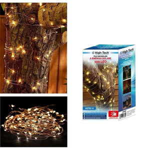 FILO DI MICROLED AD ENERGIA SOLARE CON 100 LED 10 MT