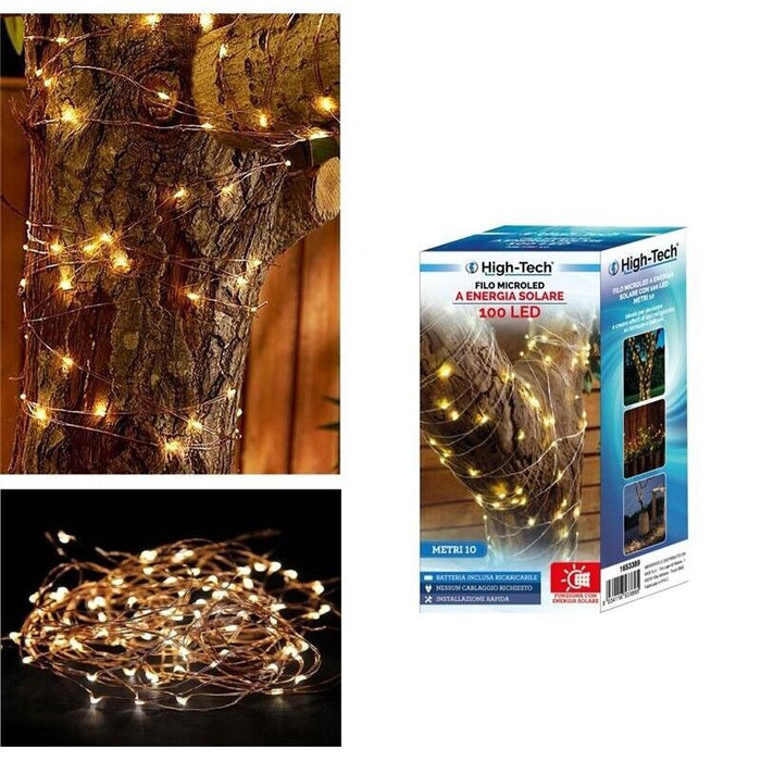 FILO DI MICROLED AD ENERGIA SOLARE CON 100 LED 10 MT