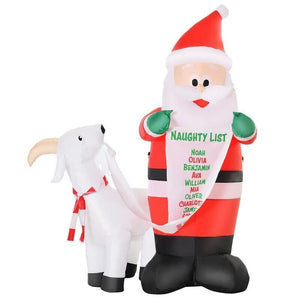 BABBO NATALE GONFIABILE CON CAPRETTA LUCI LED INTEGRATE 135X85X180CM MULTICOLORE