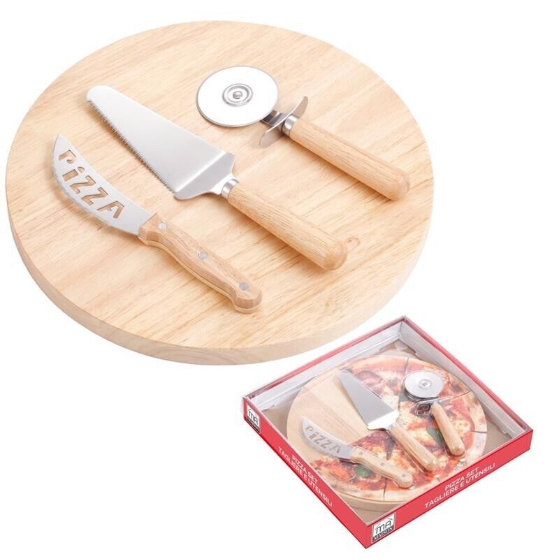 SET PIZZA CON TAGLIERE IN LEGNO E UTENSILI PROFESSIONALI