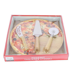 SET PIZZA CON TAGLIERE IN LEGNO E UTENSILI PROFESSIONALI