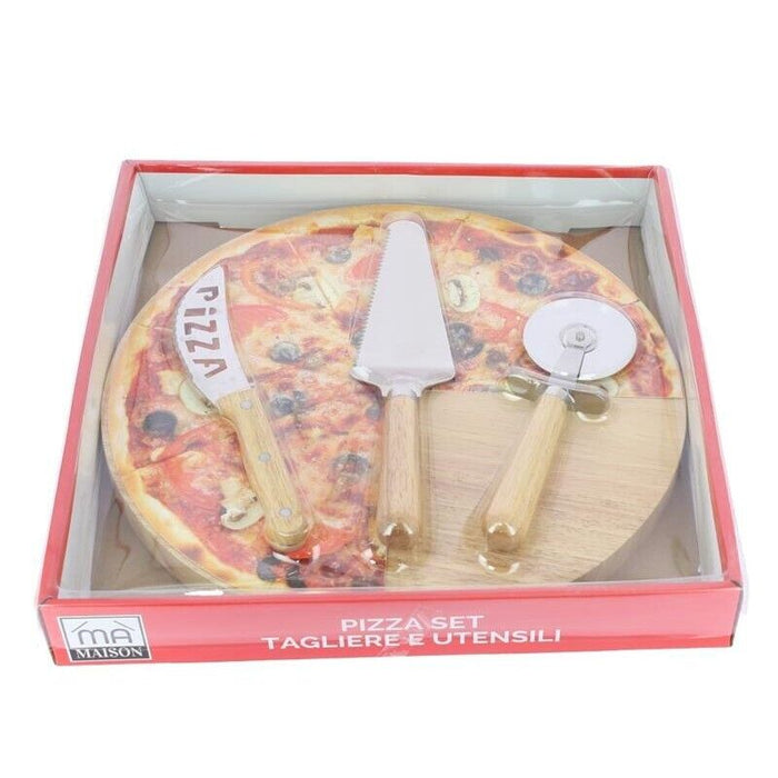 SET PIZZA CON TAGLIERE IN LEGNO E UTENSILI PROFESSIONALI