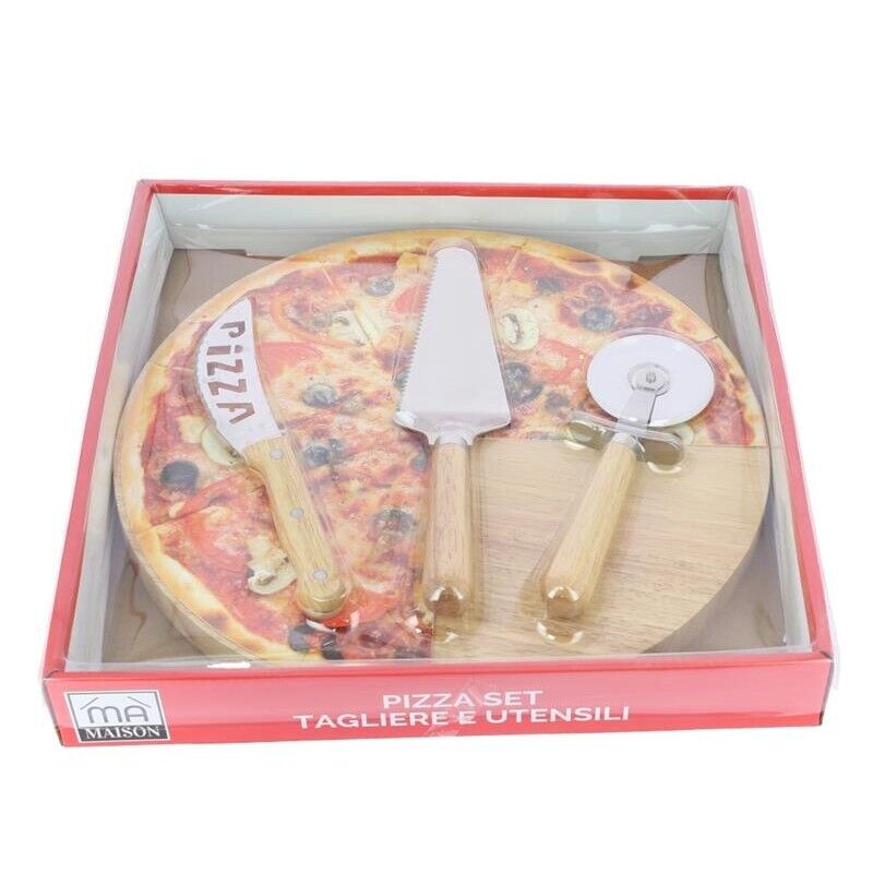 SET PIZZA CON TAGLIERE IN LEGNO E UTENSILI PROFESSIONALI