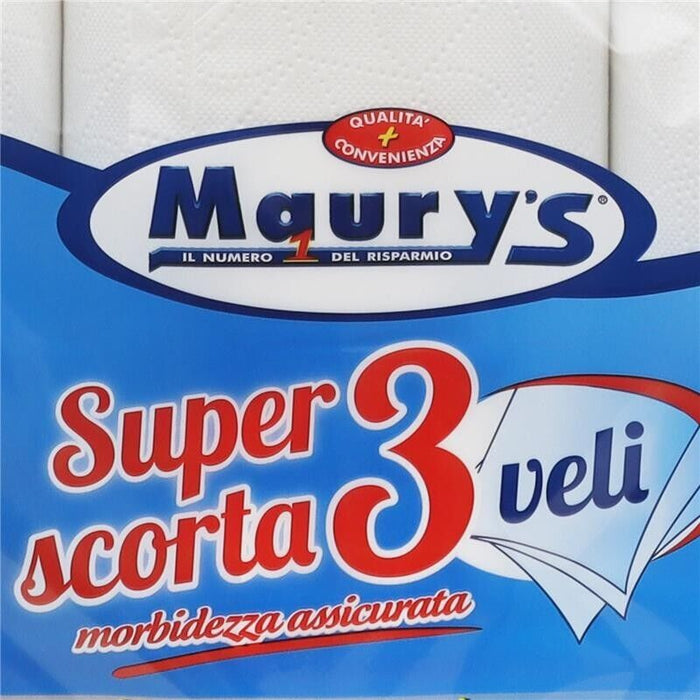 KIT SET 3 PZ MAURY'S CARTA IGIENICA 12 ROTOLI A 3 VELI GR1600