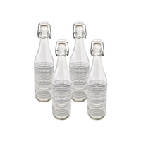 KIT SET 4 PZ BOTTIGLIA IN VETRO CIRCLE 1LT CON TAPPO A CHIUSURA