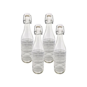 KIT SET 4 PZ BOTTIGLIA IN VETRO CIRCLE 1LT CON TAPPO A CHIUSURA