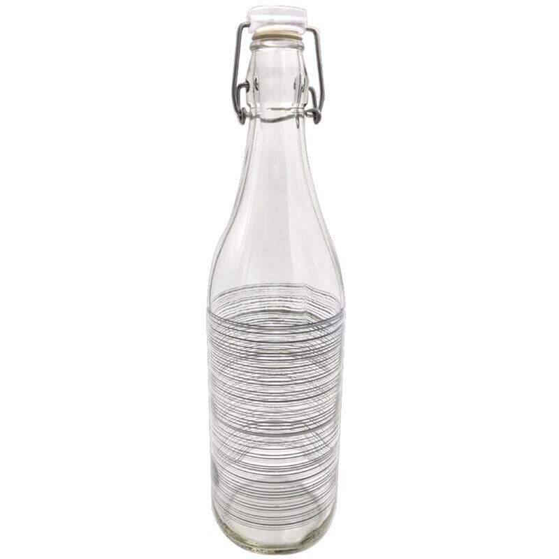 KIT SET 4 PZ BOTTIGLIA IN VETRO CIRCLE 1LT CON TAPPO A CHIUSURA