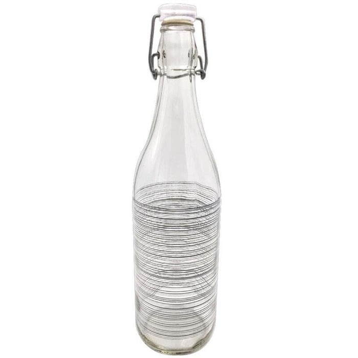 KIT SET 4 PZ BOTTIGLIA IN VETRO CIRCLE 1LT CON TAPPO A CHIUSURA