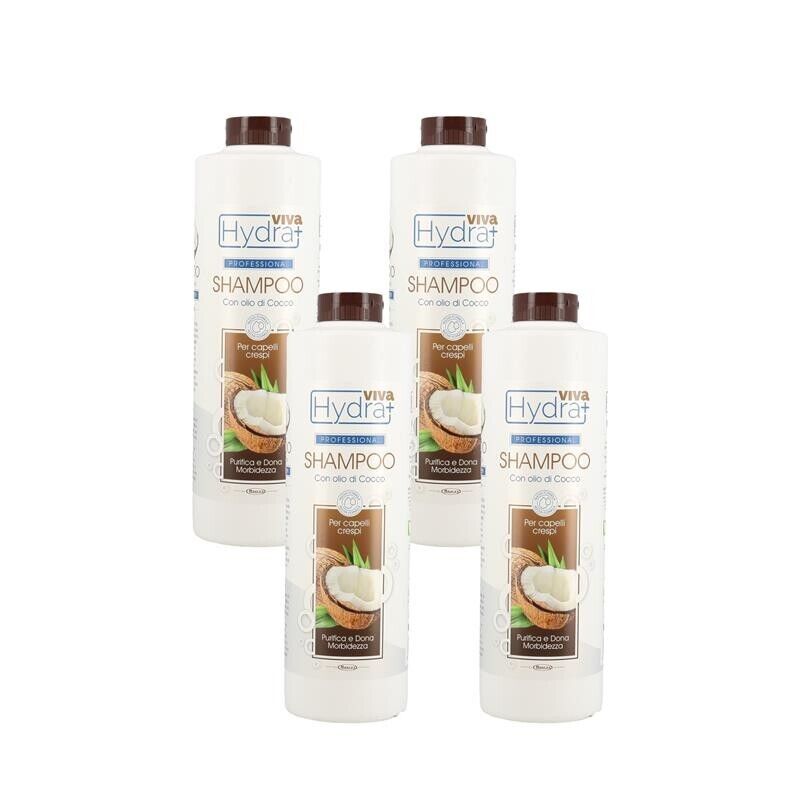 KIT SET 4 PZ HYDRA VIVA SHAMPOO CRESPI CON OLIO DI COCCO FORMATO 1 LT ANALLERGIC