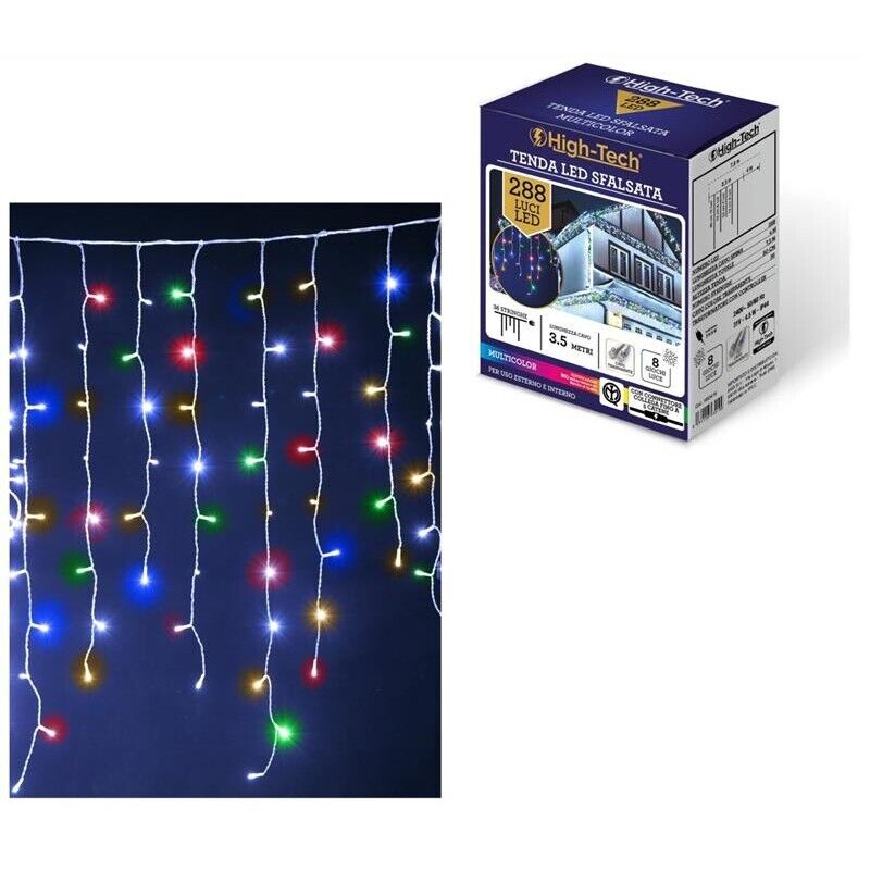 HIGH-TECH TENDA A CADUTA SFALSATA CON 288 LUCI LED MULTICOLOR