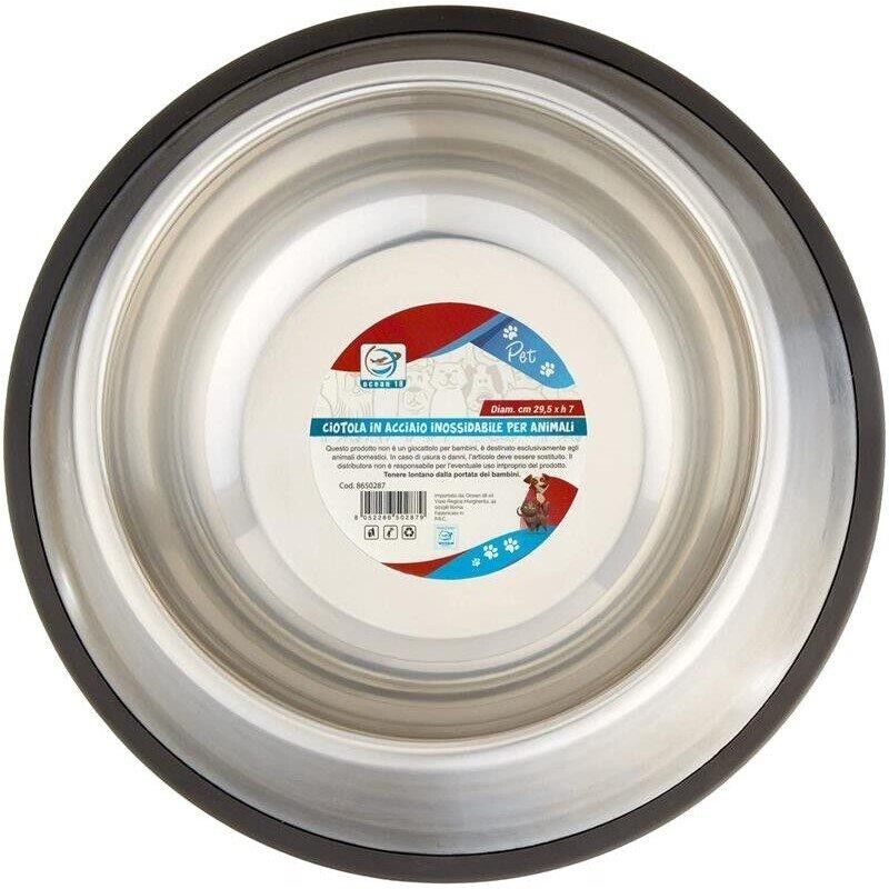 KIT 2 CIOTOLE IN ACCIAIO INOSSIDABILE PER ANIMALI 29X7 H X D20 CM ACQUA CIBO