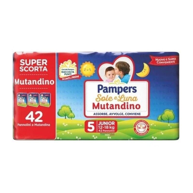 SET 2 CONFEZIONI PANNOLINI PAMPERS SOLE E LUNA MUTANDINO JUNIOR DA 84 PEZZI