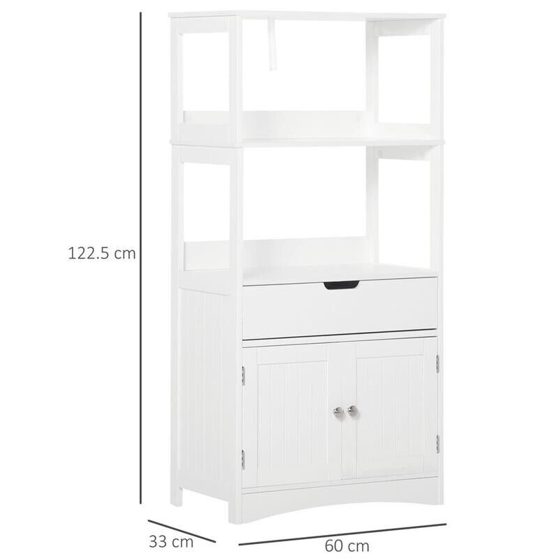 MOBILE BAGNO CON MENSOLE NARMADIETTO E CASSETTO 60X33X122.5CM IN LEGNO BIANCO
