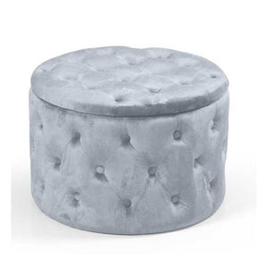 POUF CONTENITORE IN VELLUTO TRAPUNTATO 60 X 60 X H42 CM COLORE GRIGIO CIELO