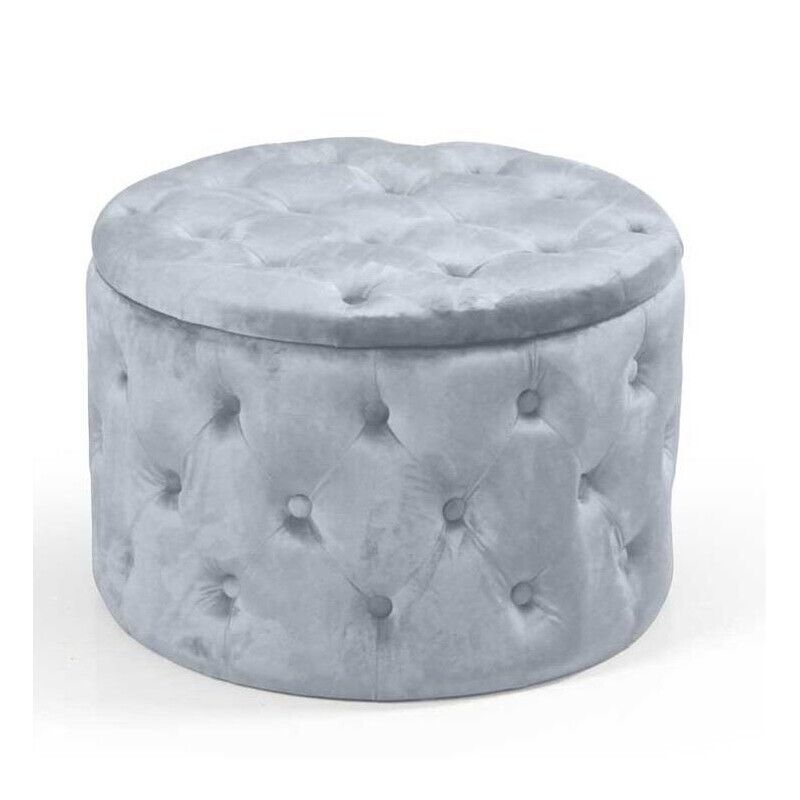 POUF CONTENITORE IN VELLUTO TRAPUNTATO 60 X 60 X H42 CM COLORE GRIGIO CIELO